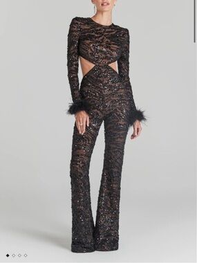 Nadine Merabi Selena Black Jumpsuit LARGE